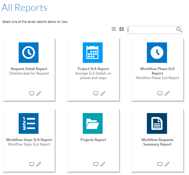 System Reports on the All Reports Page